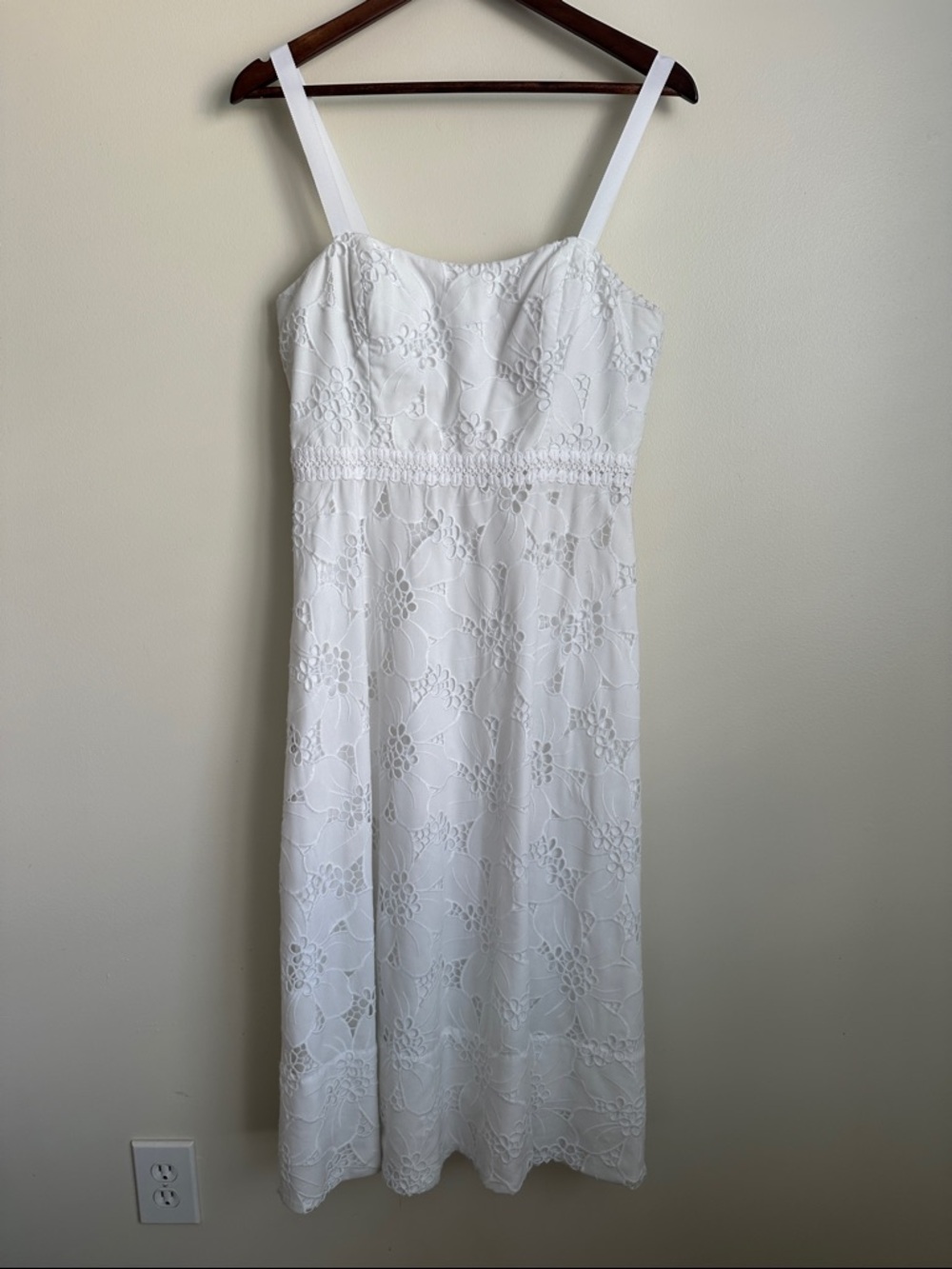 Lilly Pulitzer White Floral Eyelet Midi Dress